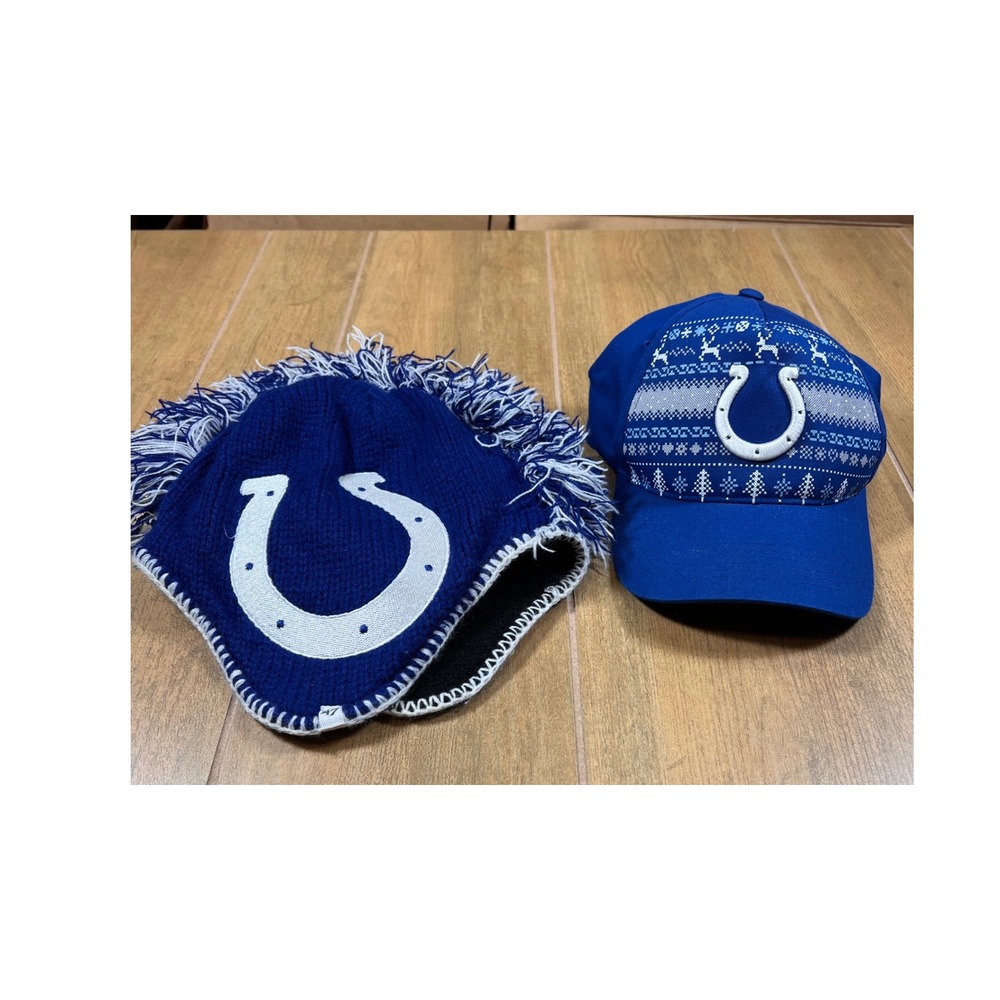 Indianapolis Colts NFL Knit‎ Beanie Hat & Snapback Baseball Cap Bundle